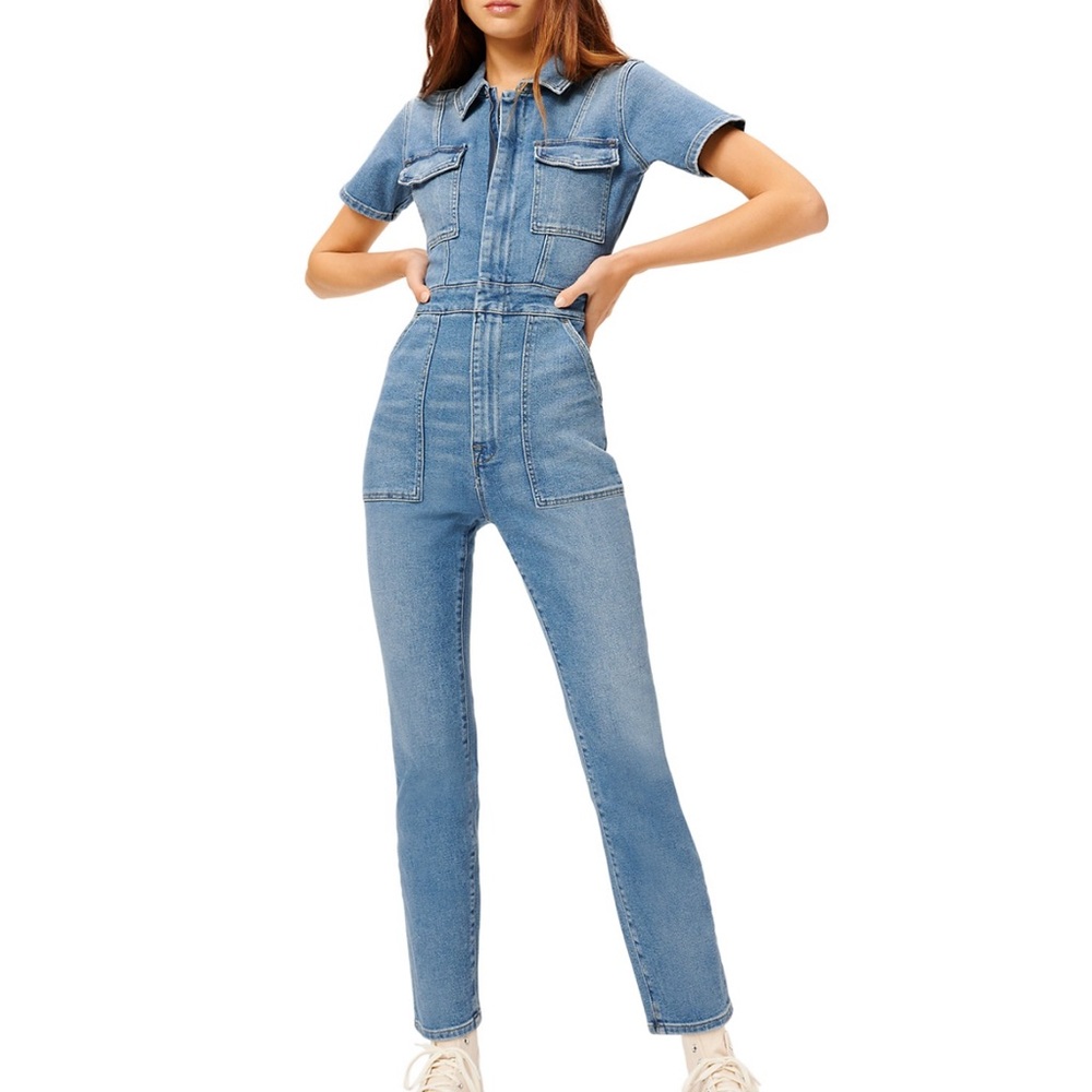 Good American Light Blue Denim Jumpsuit
